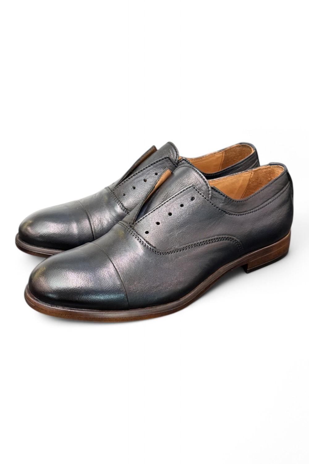 Scarpa uomo no-lace blu F.lli Rennella puntale 