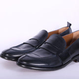 Mocassino cucitura pelle blu MRT<BR/> 