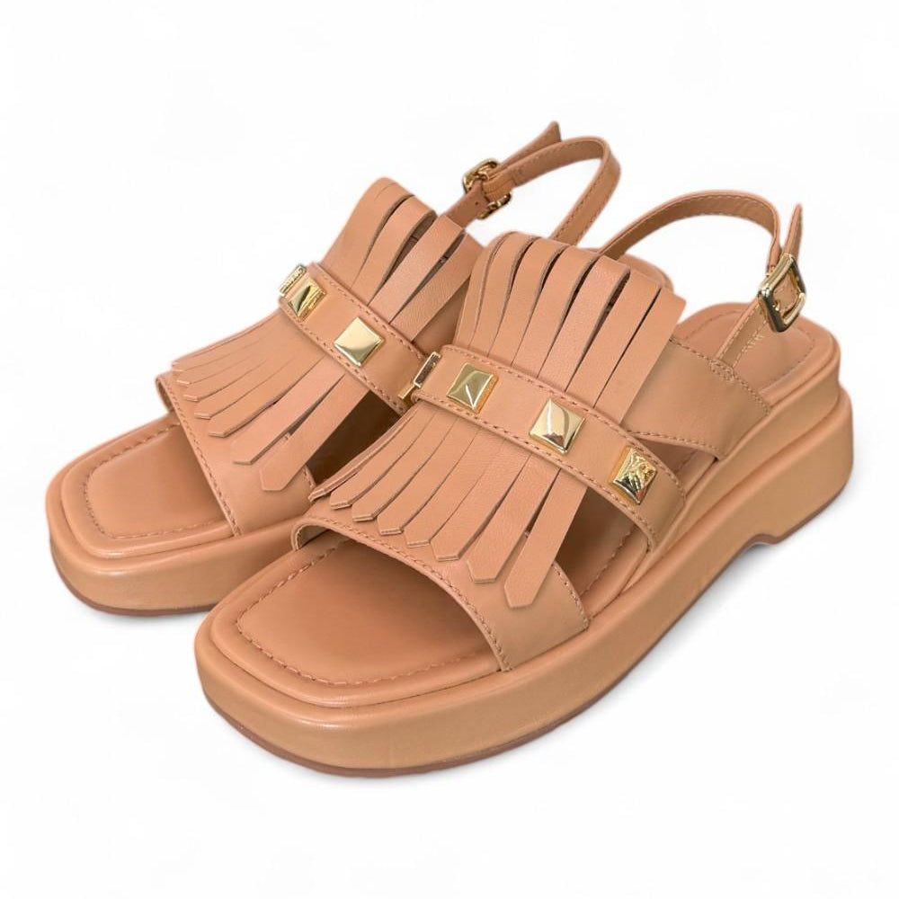 Sandalo pelle grano frangia Bruno Premi<BR/> 