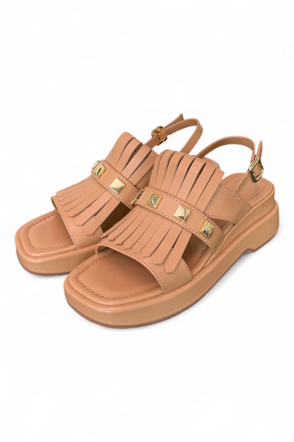 Sandalo pelle grano frangia Bruno Premi<BR/> 
