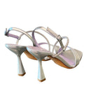 Sandalo cerimonia laminato metal strass argento Albano 