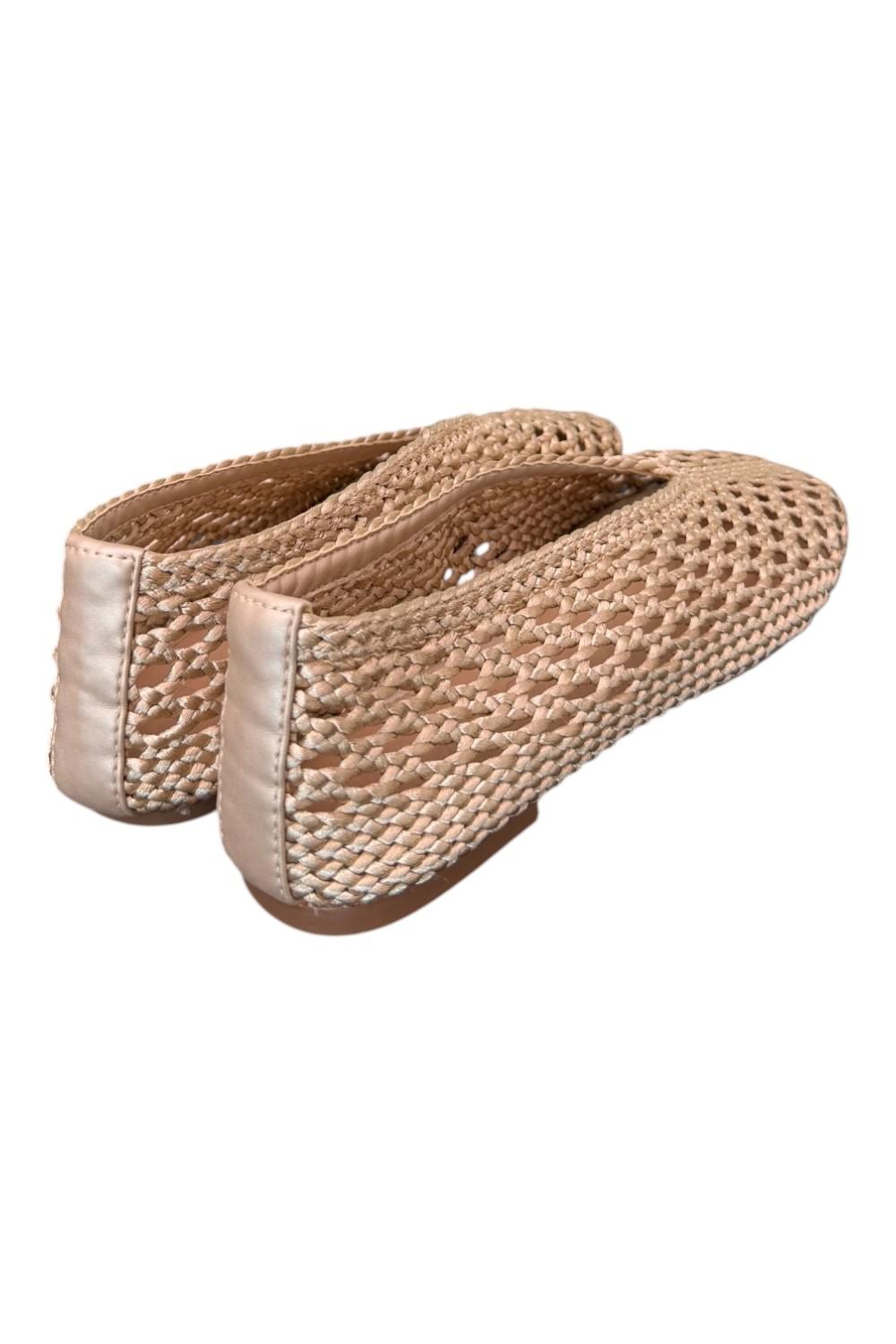 Ballerina intrecciata in tessuto champagne Inuovo<BR/> 