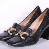 Mocassino accessorio pelle nera tacco Matteo Pitti 