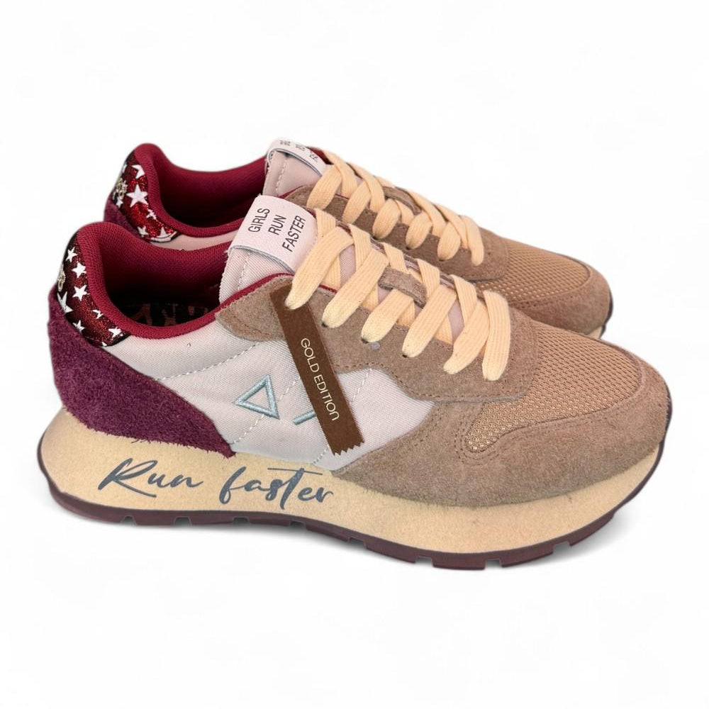 Sneaker donna Sun68 Ally vintage beige bordeaux 