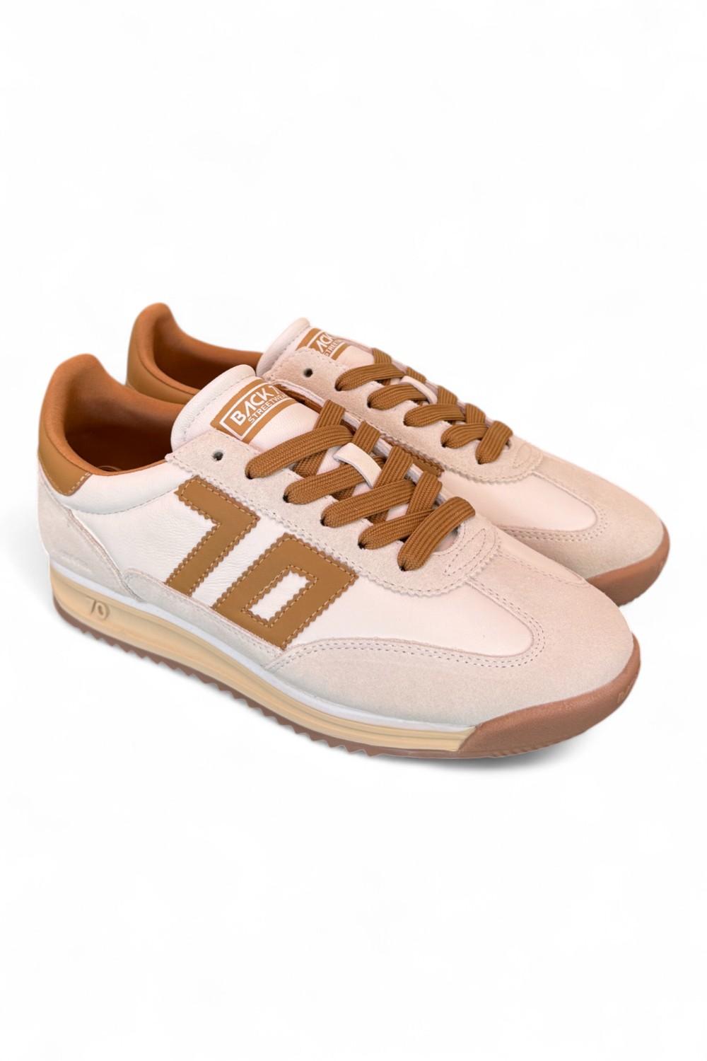 Sneaker donna Back70 Jogger nappa latte cuoio 
