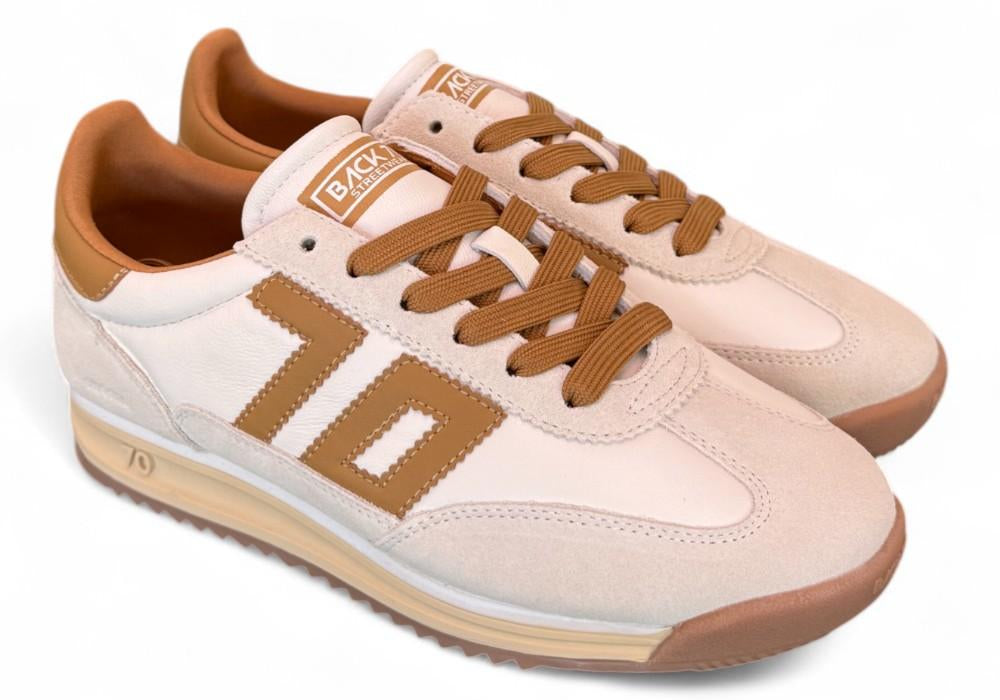 Sneaker donna Back70 Jogger nappa latte cuoio 