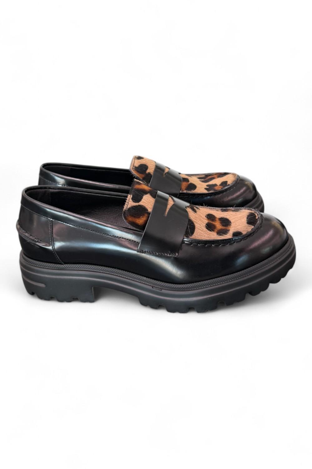 Mocassino pelle nero leo Uma Parker 