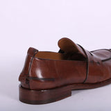 Mocassino cucitura pelle marrone Martire<BR/> 