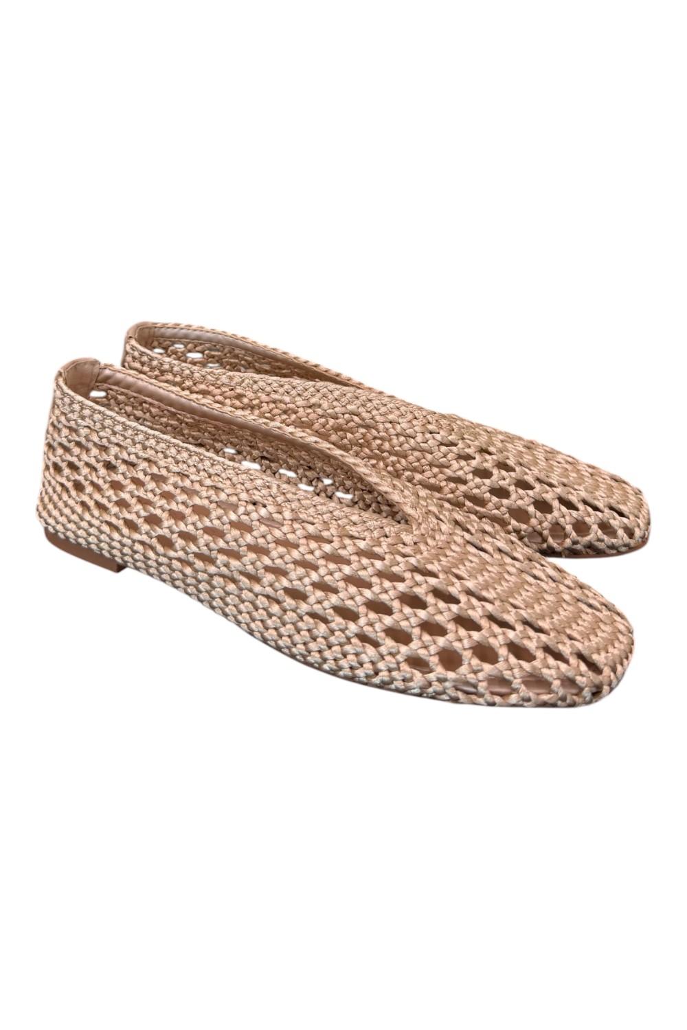 Ballerina intrecciata in tessuto champagne Inuovo<BR/> 