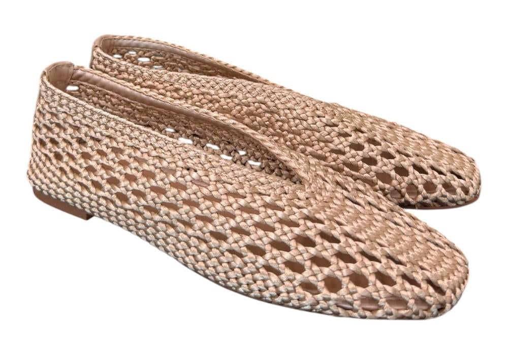 Ballerina intrecciata in tessuto champagne Inuovo<BR/> 