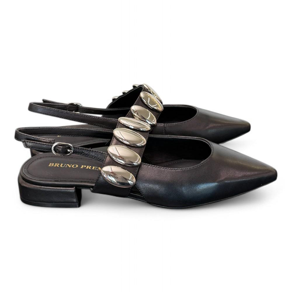 Slingback nera con accessorio Bruno Premi<BR/> 