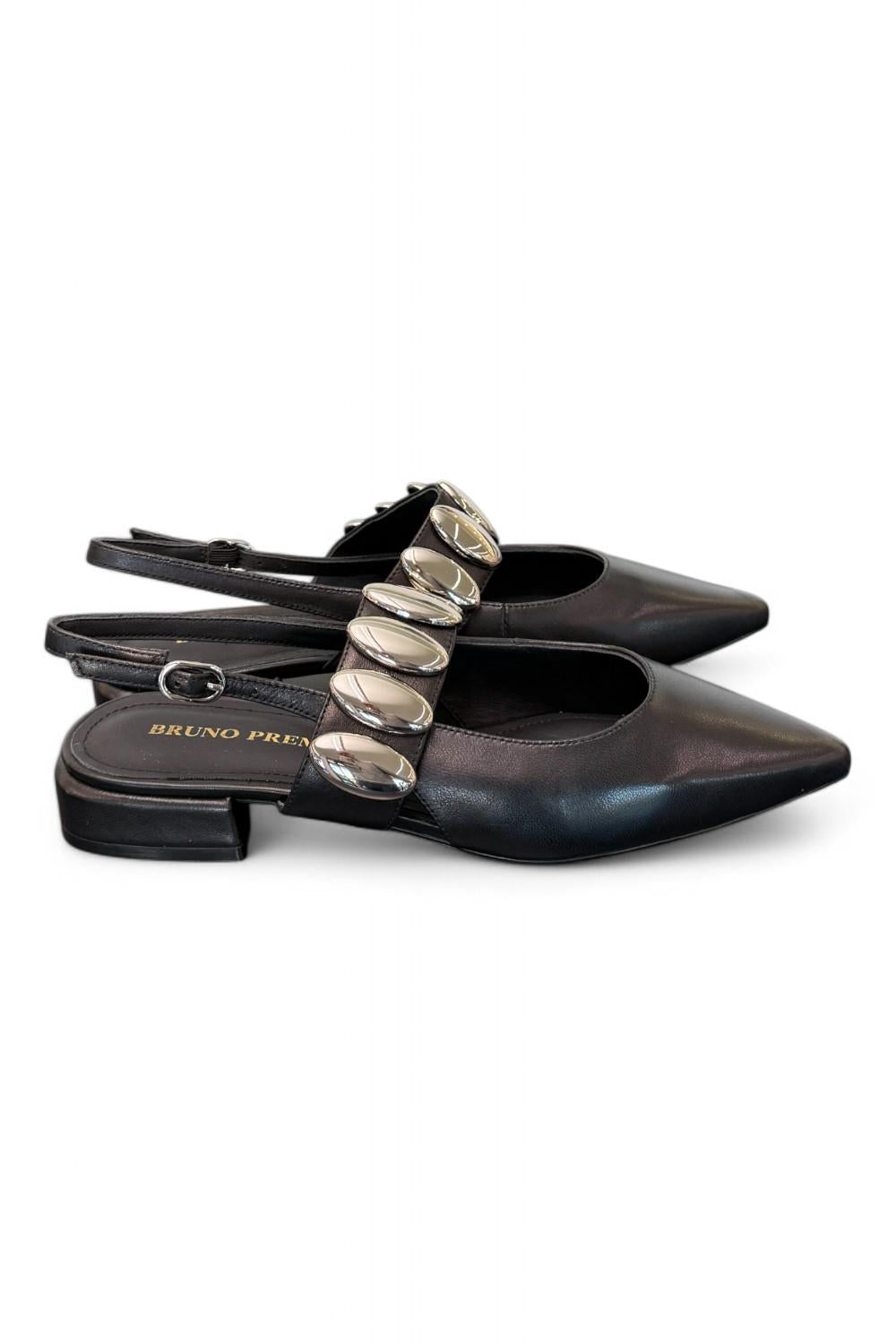 Slingback nera con accessorio Bruno Premi<BR/> 