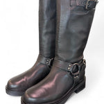 Stivale biker 3/4 pelle nera Angelica 