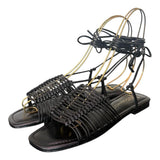 Sandalo con laccio alla schiava pelle nera Corridoni<BR/> 