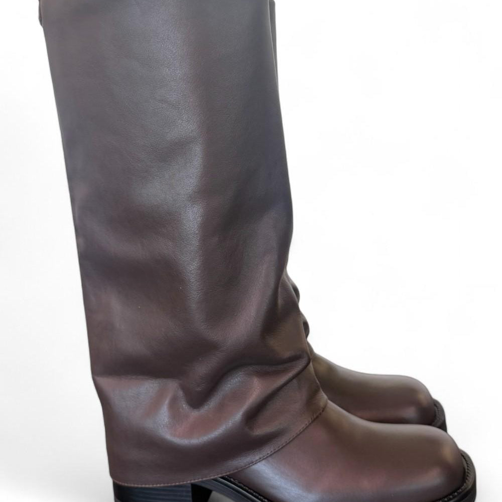 Stivale biker ghetta pelle marrone Ranye <BR/> 