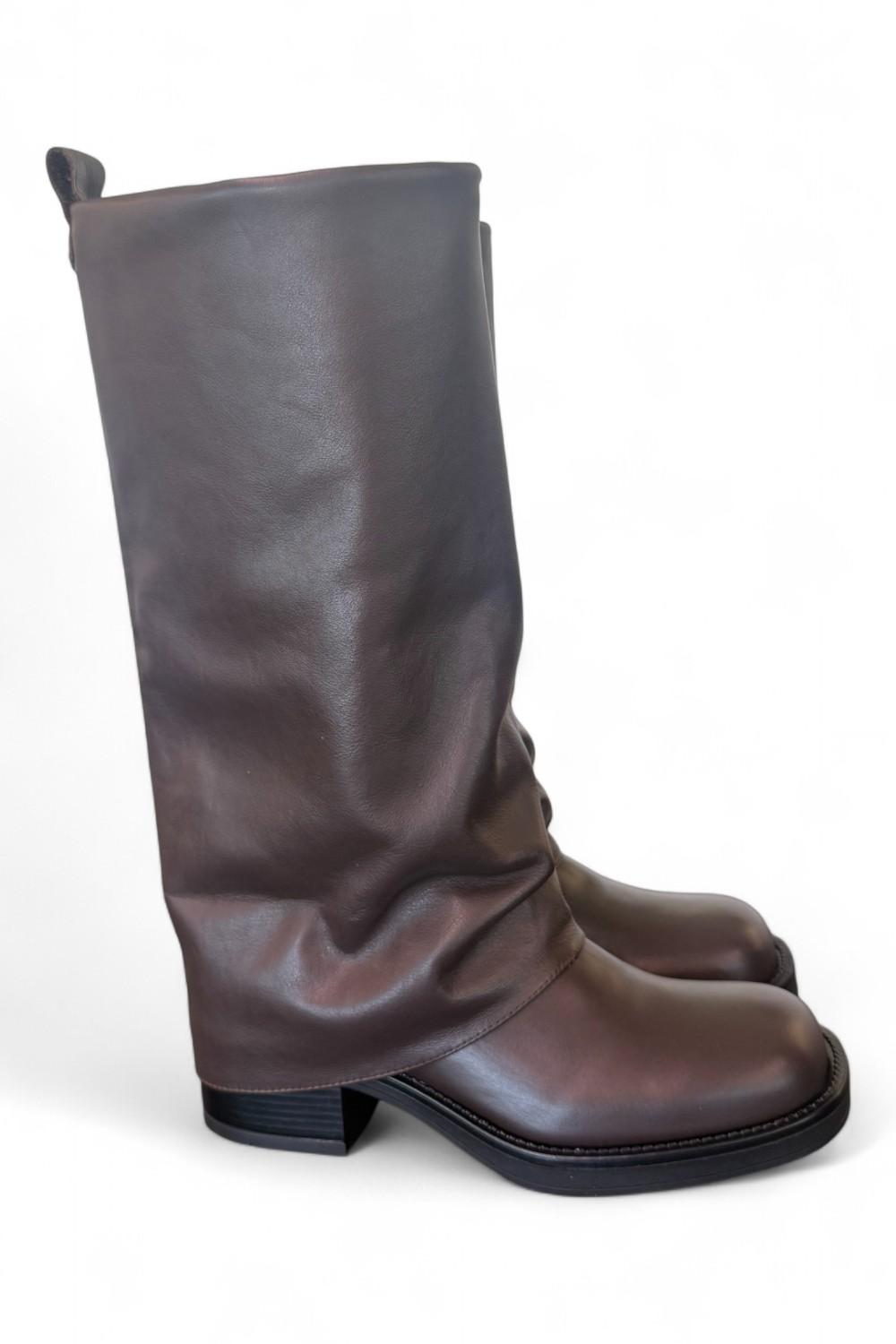 Stivale biker ghetta pelle marrone Ranye <BR/> 