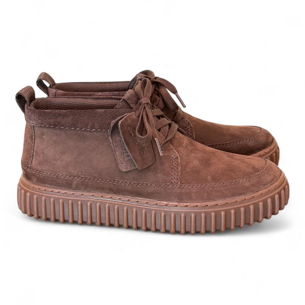 Polacco uomo Torhill Lace Hi Dark brown nabuk Clarks<BR/> 