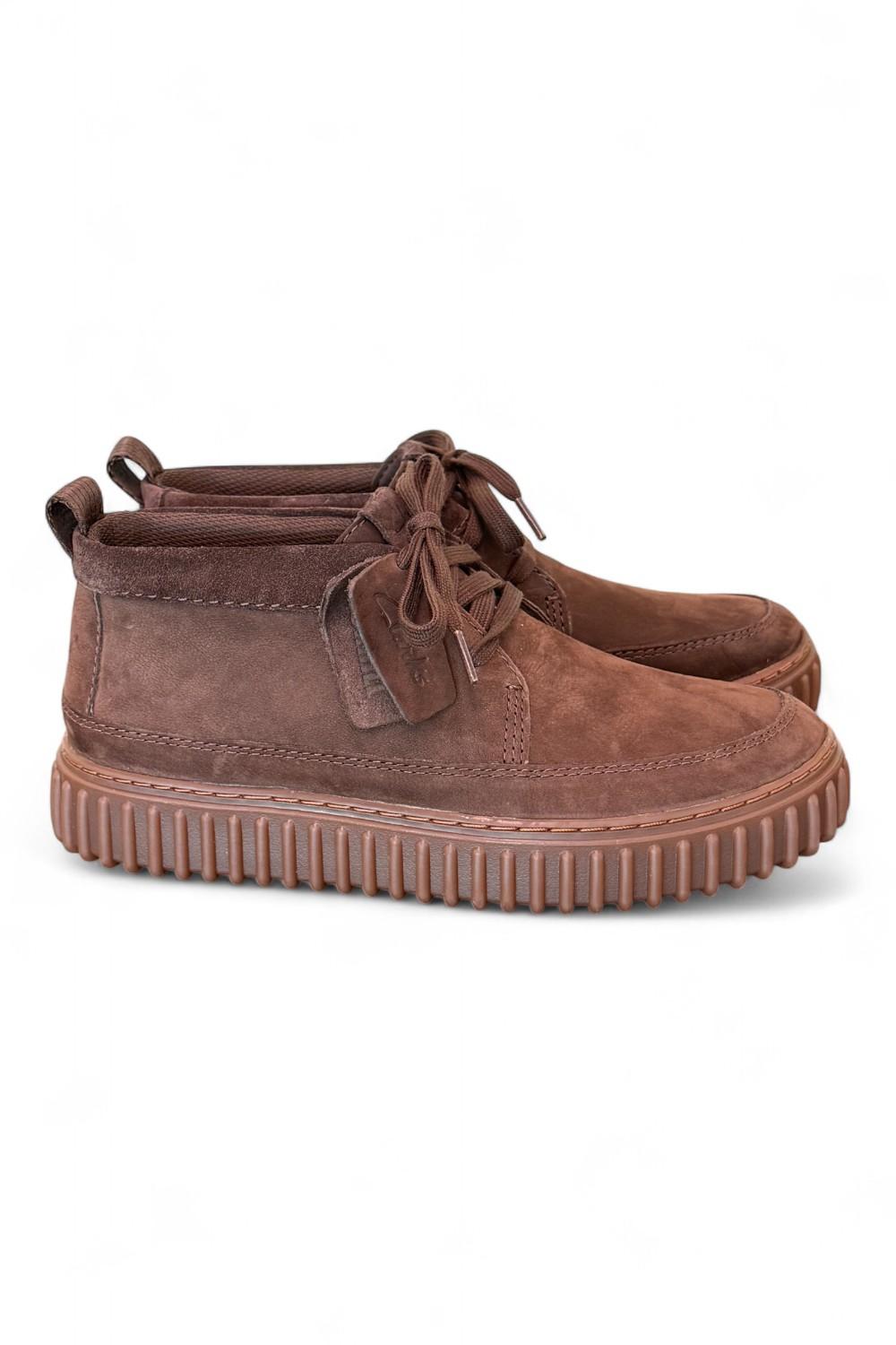 Polacco uomo Torhill Lace Hi Dark brown nabuk Clarks<BR/> 