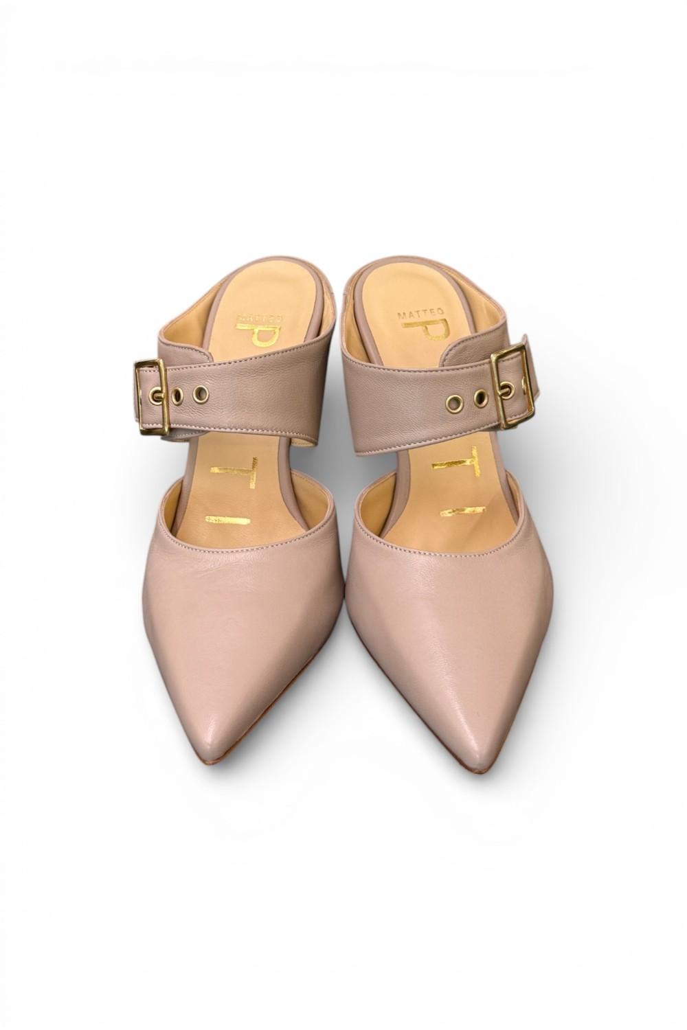 Sabot fibbia pelle Taupe Matteo Pitti 