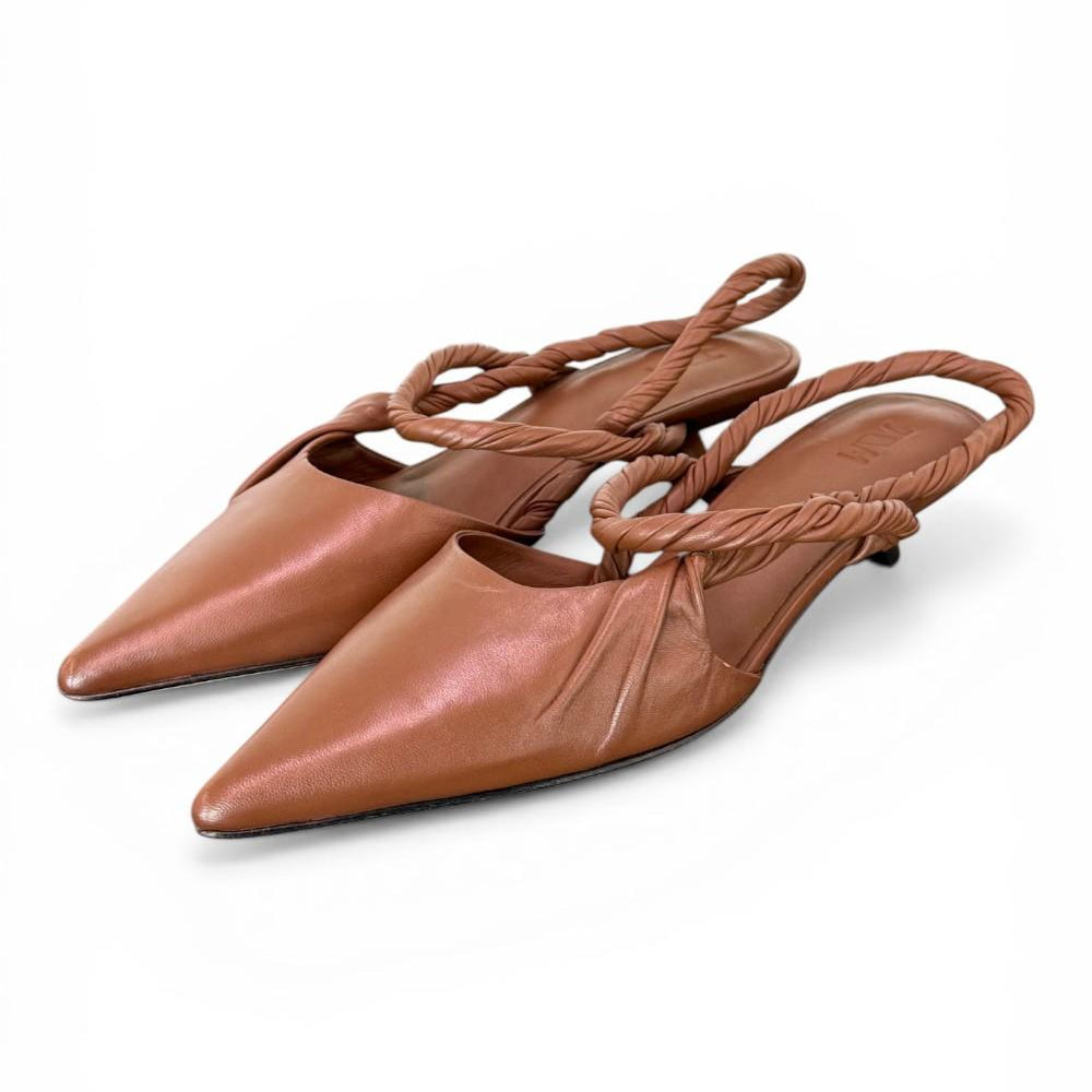 Slingback pelle marrone treccia  JVAM<BR/> 