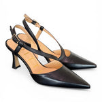 Slingback trasversale pelle nera Matteo Pitti 