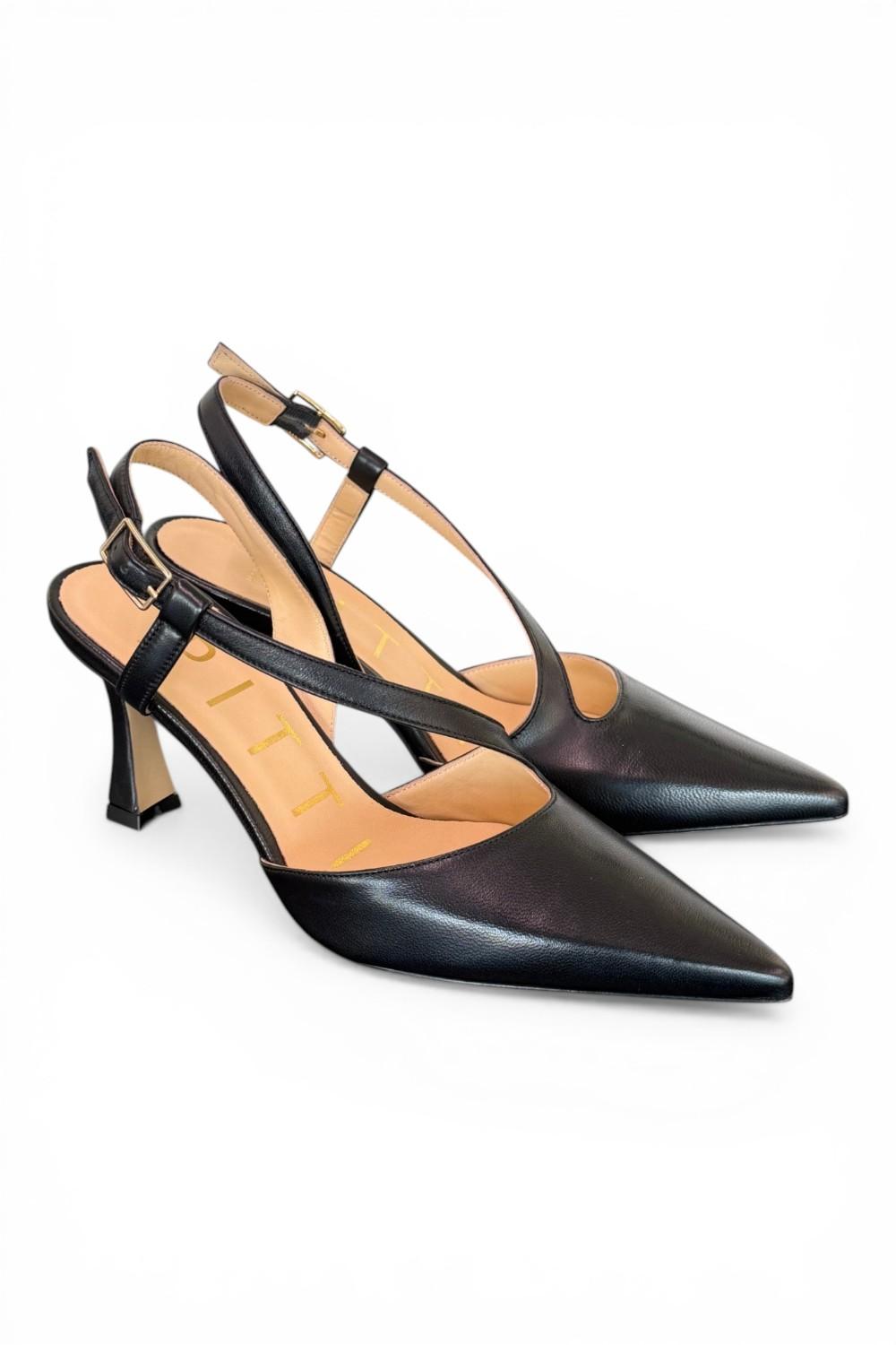 Slingback trasversale pelle nera Matteo Pitti 