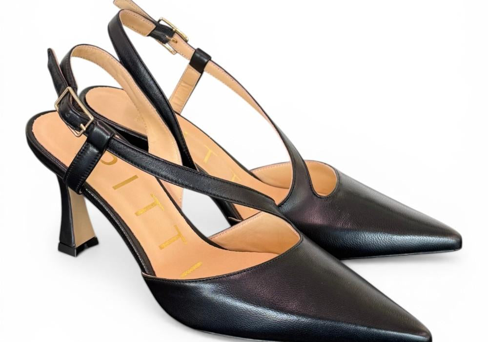 Slingback trasversale pelle nera Matteo Pitti 
