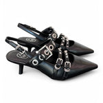 Slingback Ash Babel fibbie pelle nera 