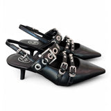 Slingback Ash Babel fibbie pelle nera 