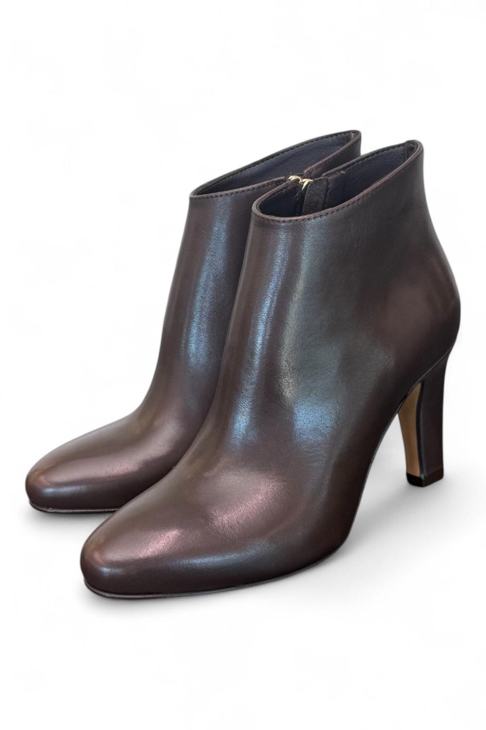 Stivaletto zip T80 pelle marrone Elisa Lanci<BR/> 