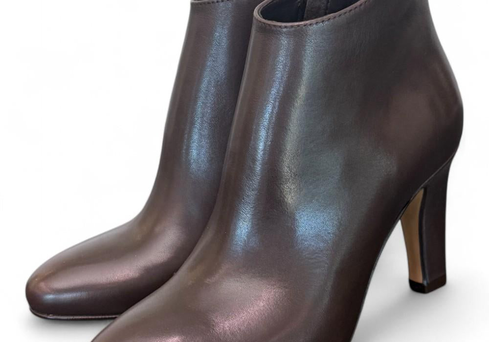 Stivaletto zip T80 pelle marrone Elisa Lanci<BR/> 