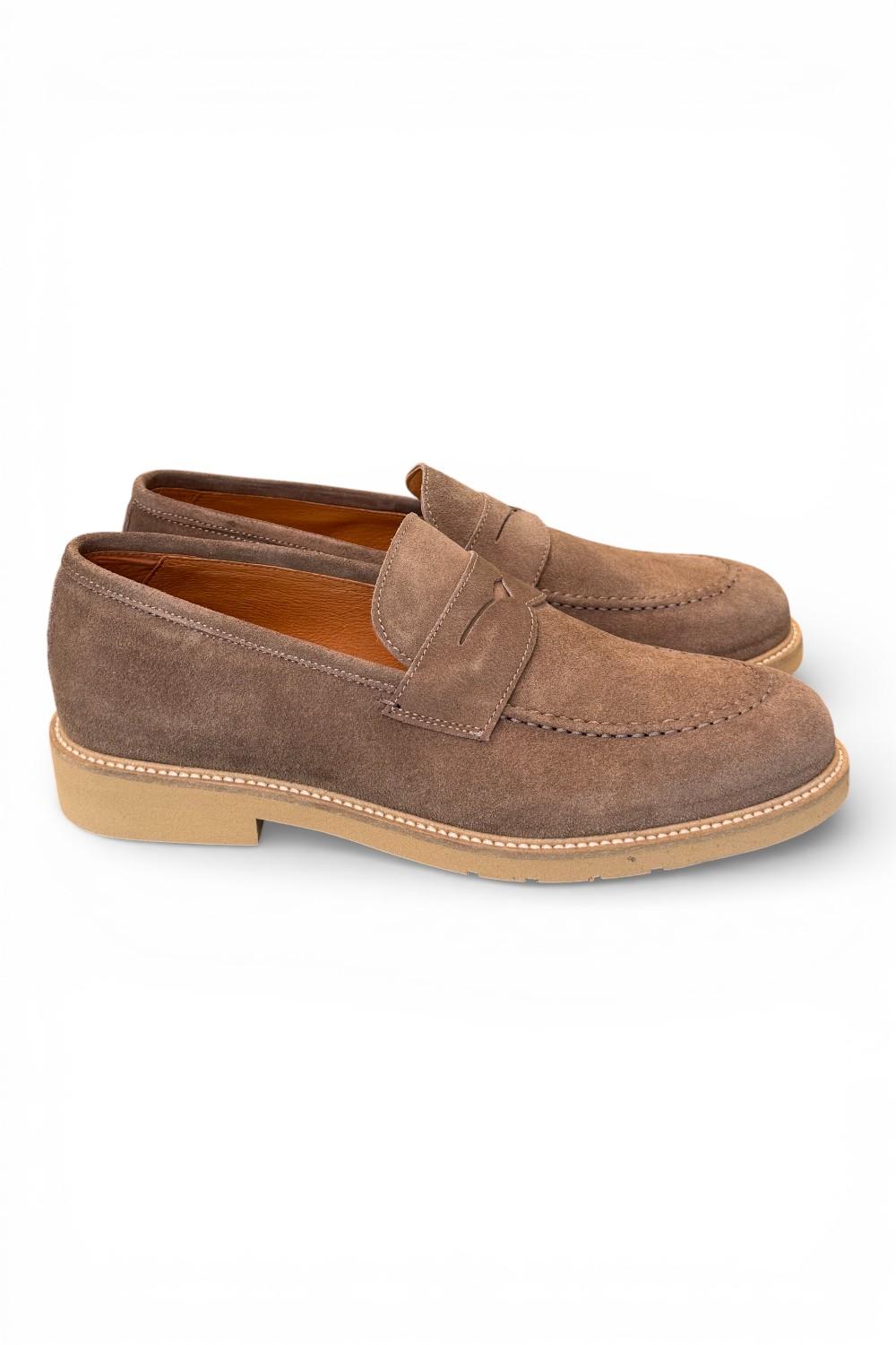 Mocassino camoscio taupe micro Exton 
