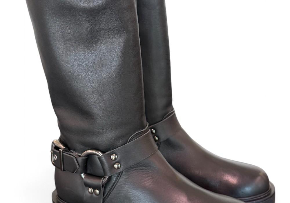 Stivale biker 3/4 pelle nera Angelica 