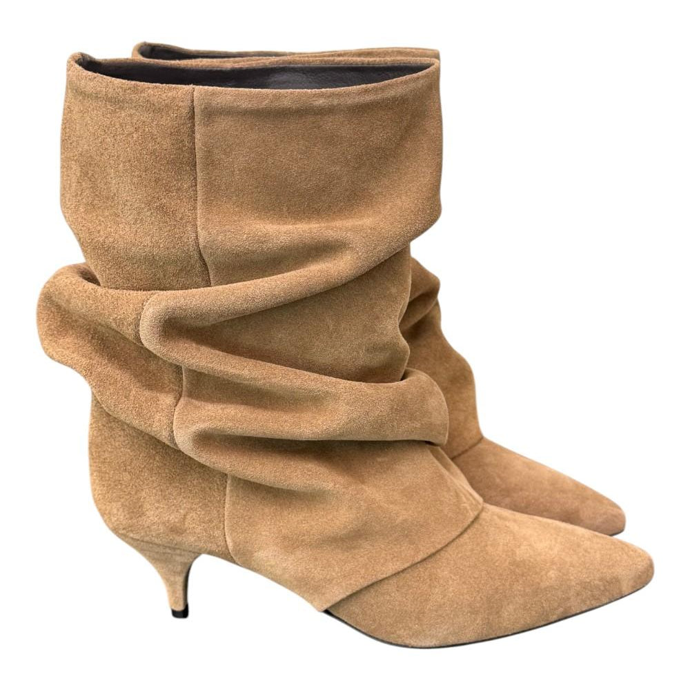 Stivaletto pieghe The icona suede taupe 