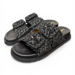 Ciabatta fasce pelle intrecciata nera Coral Bluw 