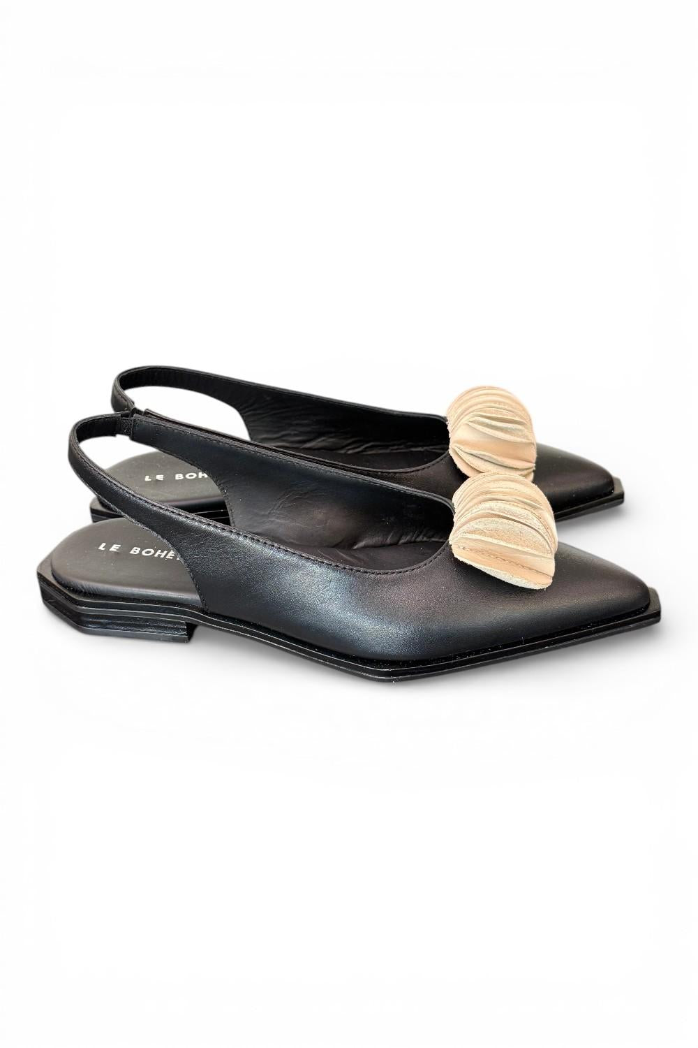 Slingback pelle nera bianca Le Bohemien 