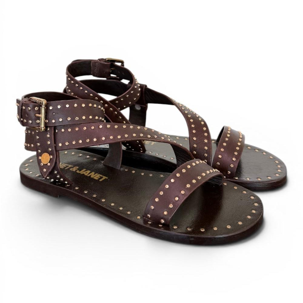 Sandalo microborchie pelle testa di moro Janet<BR/> <BR/> 