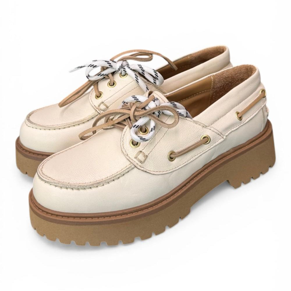 Scarpa barca XL pelle bianca Antica Bottega<BR/> 