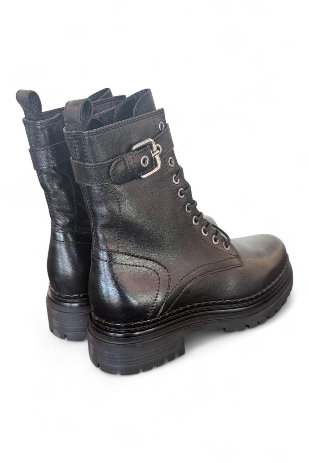Anfibio pelle nera  con fibbia Mjus<BR/> 