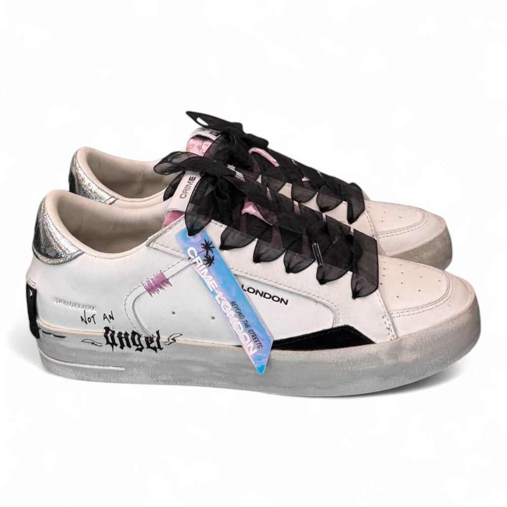 Sneaker SK8 De Luxe bianca nera Crime London Angel<BR/> 