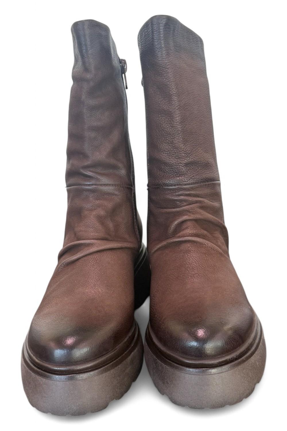 Stivaletto pieghe nabuk ingrassato moka Mjus<BR/> 