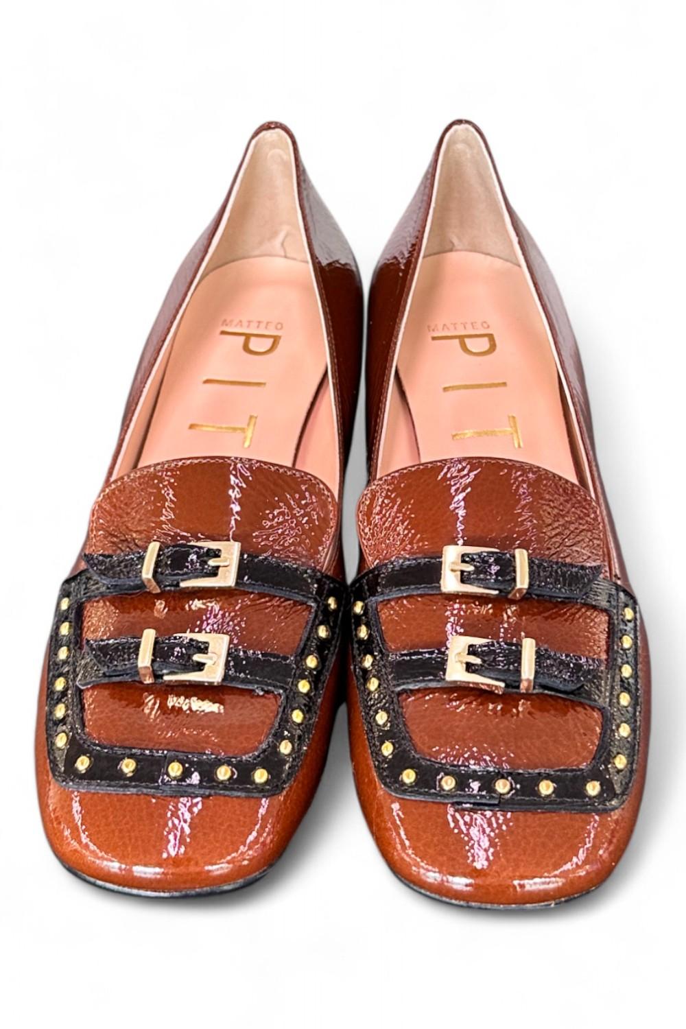 Mocassino borchie vernice cuoio Matteo Pitti 