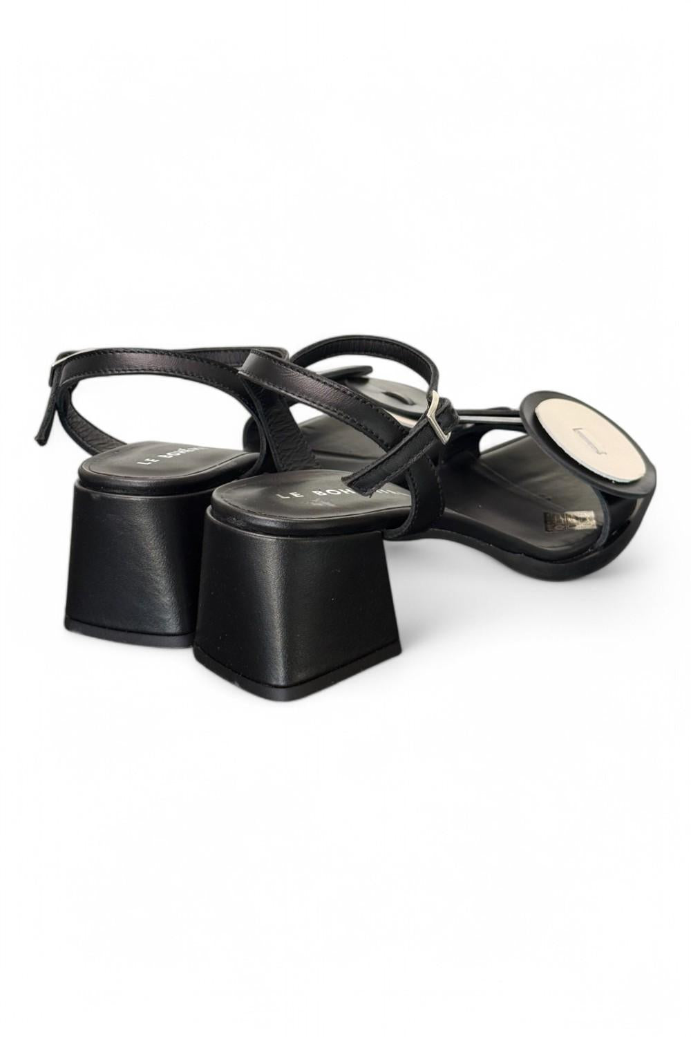 Sandalo cerchi nero tacco 50 Bohemien<BR/> 