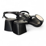 Sandalo cerchi nero tacco 50 Bohemien<BR/> 
