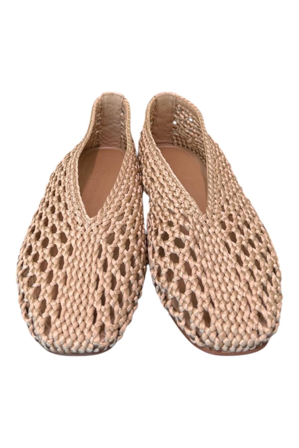 Ballerina intrecciata in tessuto champagne Inuovo<BR/> 
