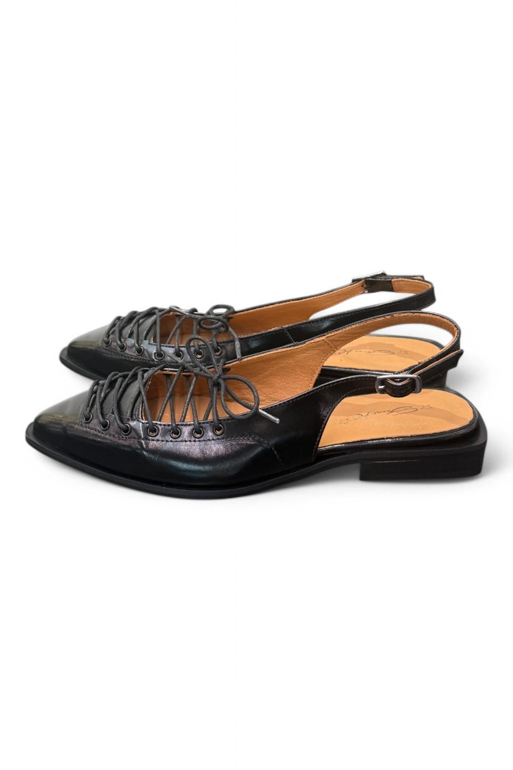 Slingback laccio pelle nera Giacko 