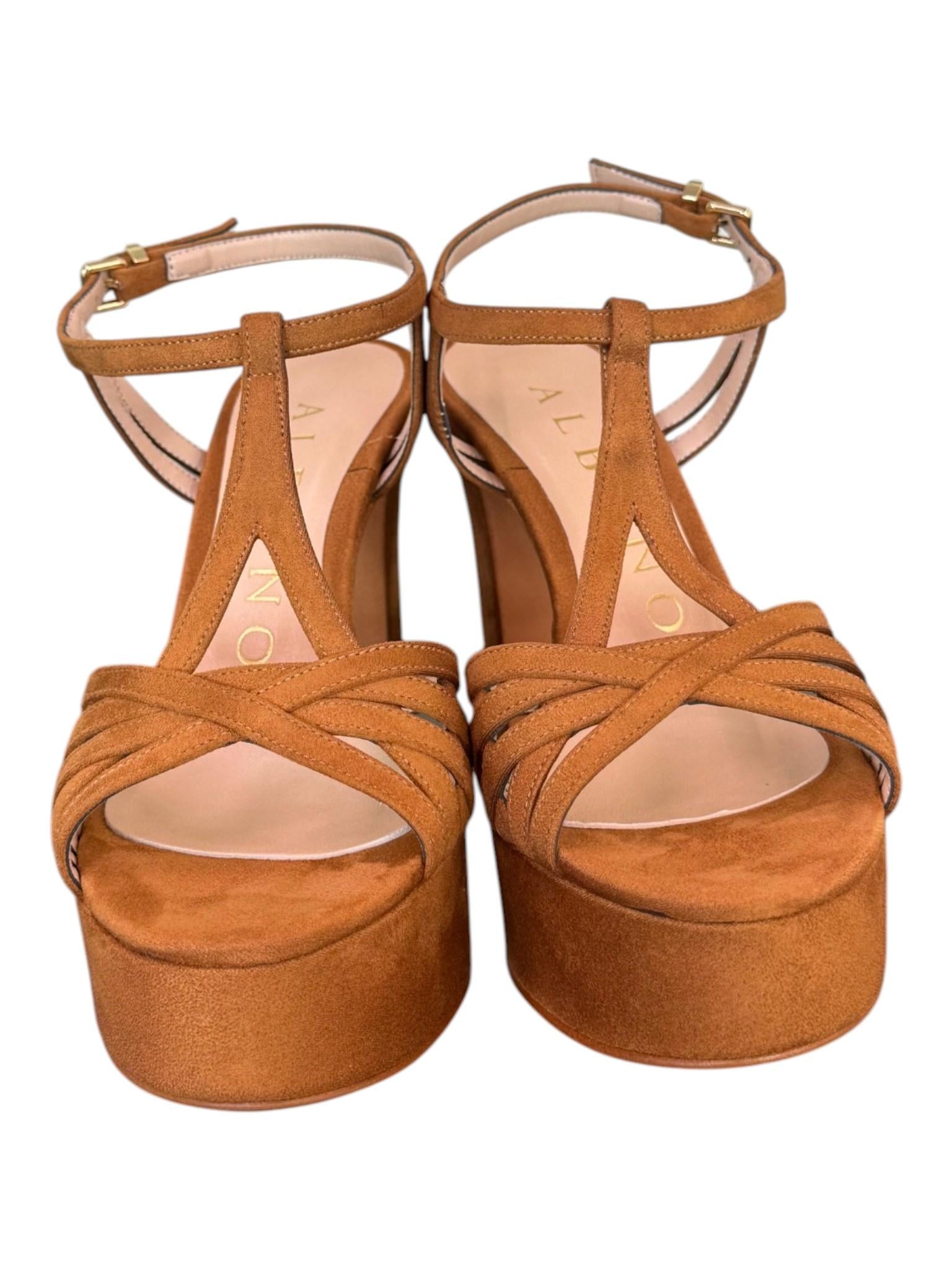 Sandalo velour cuoio plateau Albano<BR/> 