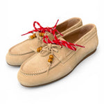 Scarpa barca suede beige Antica Bottega<BR/> 