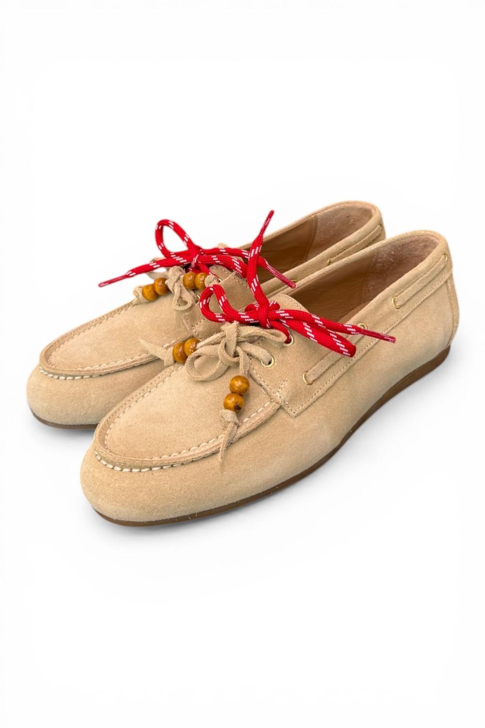 Scarpa barca suede beige Antica Bottega<BR/> 