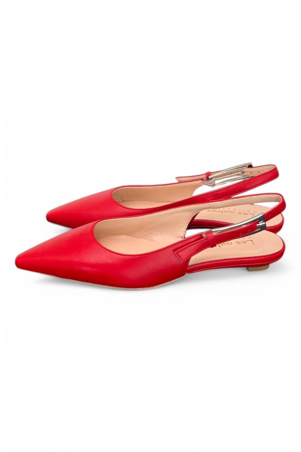 Slingback pelle rosso flat Les Autres<BR/> 